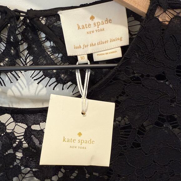 Kate Spade Black Lace Open-Back Fit & Flare Dress Size 10 Black NWT - Picture 7 of 14